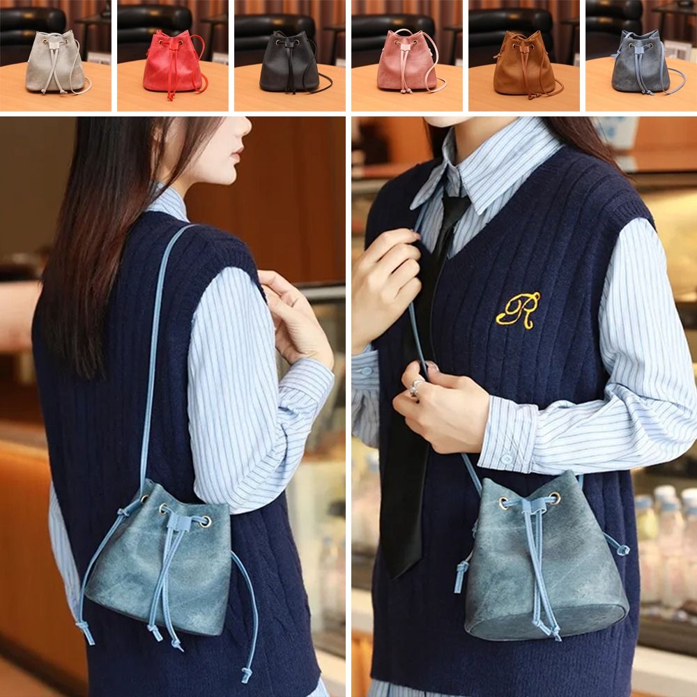 Shoulder Bag Slouchy - 1Pcs New PU Leather Drawstring Bucket
