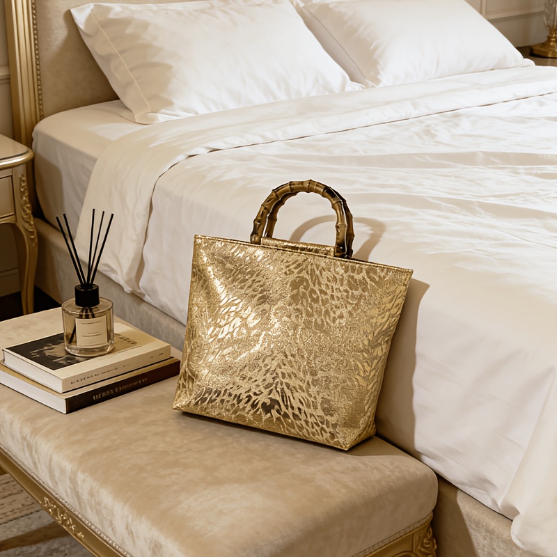 Luxury Bags Supplier - Light luxury metallic gold jacquard leaf