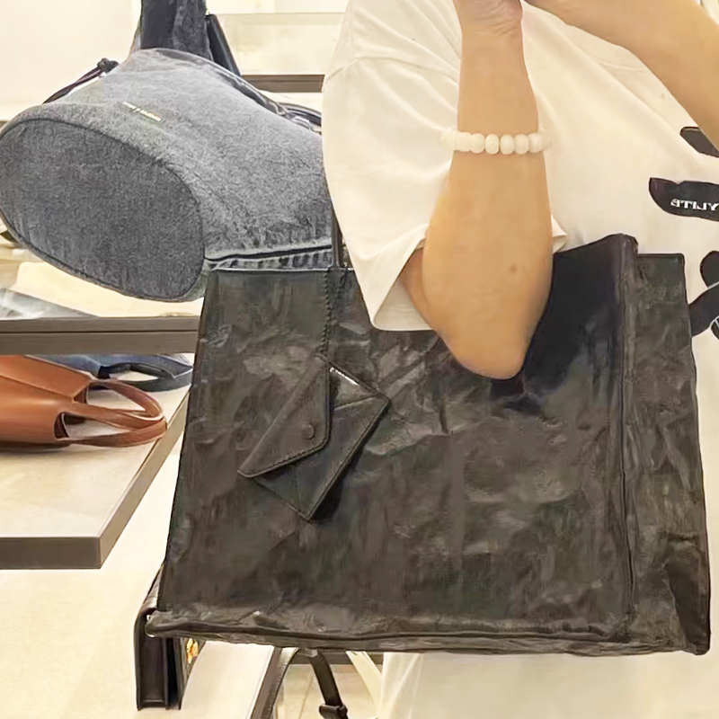 Korean Casual Kraft Paper Tote - Luxury Tote Bags With Zipper ulasan dan harga