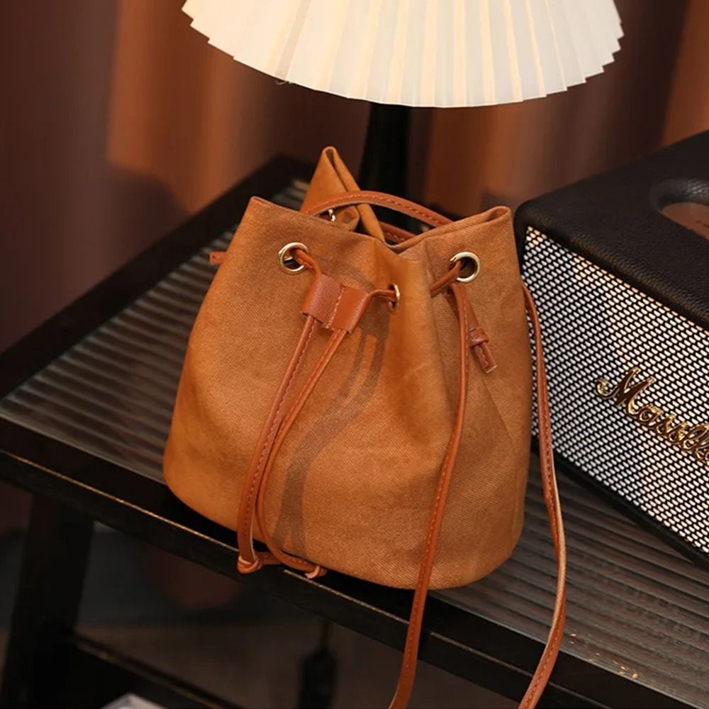 1Pcs New PU Leather Drawstring - Shoulder Bag Slouchy ulasan dan harga
