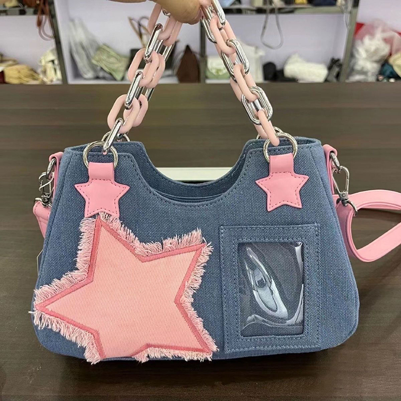 Denim Women Underarm Shopper T - Luxury Tote Bags With Zipper ulasan dan harga